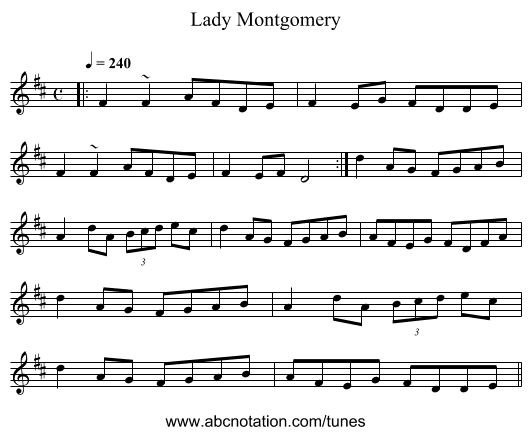 Lady Montgomery - staff notation