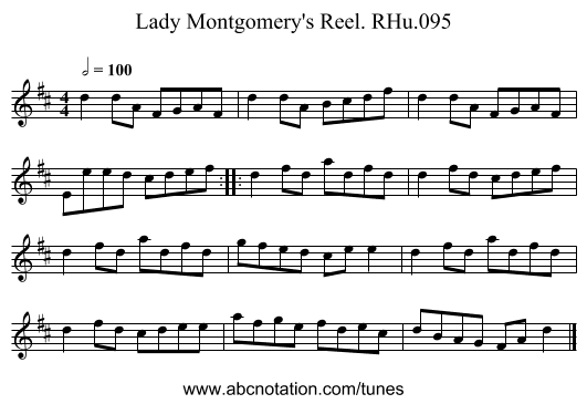 Lady Montgomery's Reel. RHu.095 - staff notation