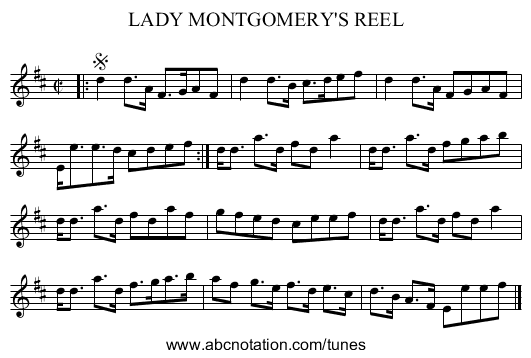 LADY MONTGOMERY'S REEL - staff notation