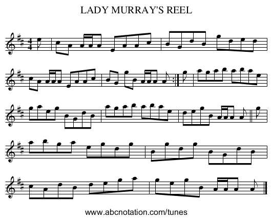 LADY MURRAY'S REEL - staff notation