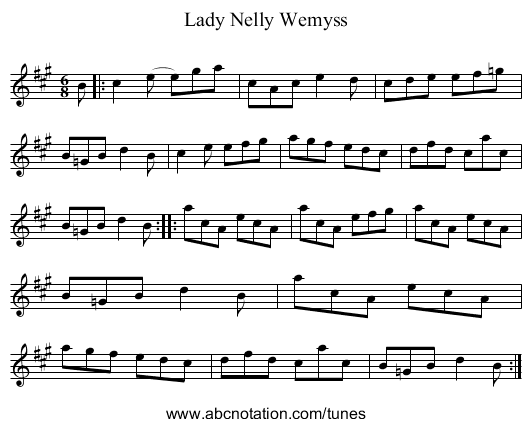 Lady Nelly Wemyss - staff notation