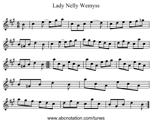 Lady Nelly Wemyss - staff notation