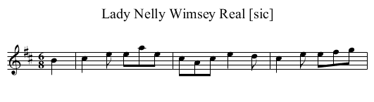 Lady Nelly Wimsey Real [sic] - staff notation