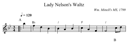 Lady Nelson's Waltz - staff notation