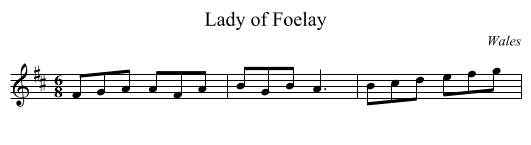Lady of Foelay - staff notation