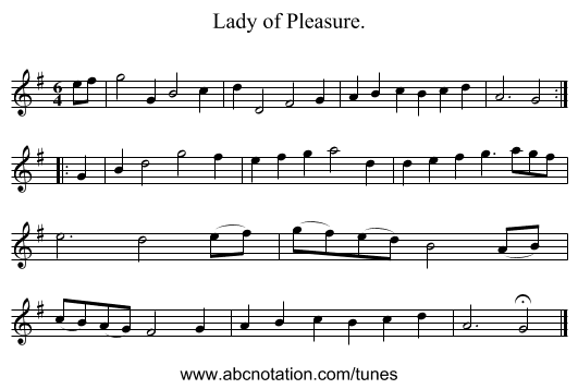 Lady of Pleasure. - staff notation