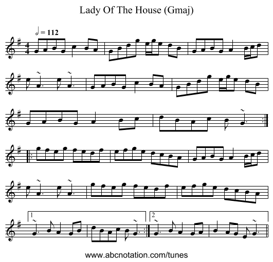 Lady Of The House (Gmaj) - staff notation