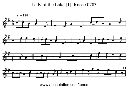 Lady of the Lake [1]. Roose.0703 - staff notation