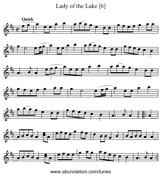 Lady of the Lake [6] - staff notation