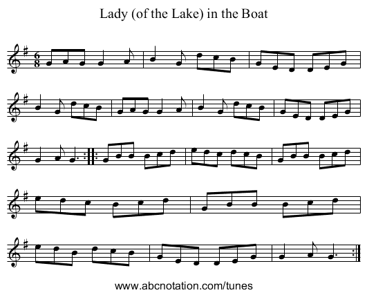 Lady (of the Lake) in the Boat - staff notation
