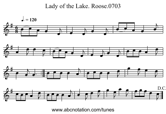 Lady of the Lake. Roose.0703 - staff notation
