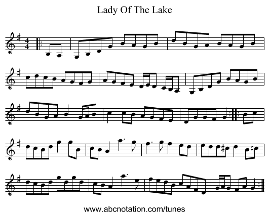 Lady Of The Lake - staff notation