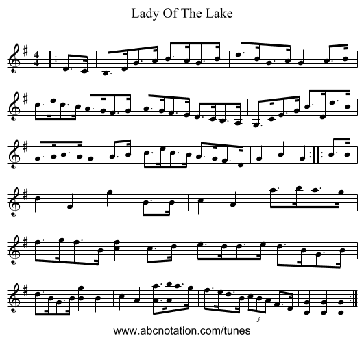 Lady Of The Lake - staff notation