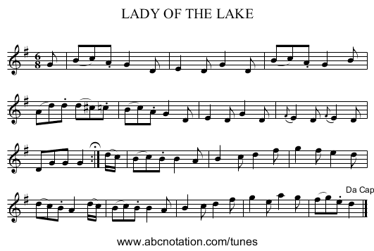 LADY OF THE LAKE - staff notation