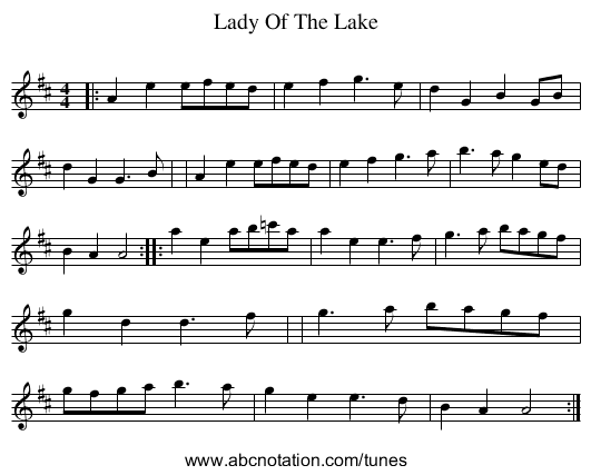 Lady Of The Lake - staff notation