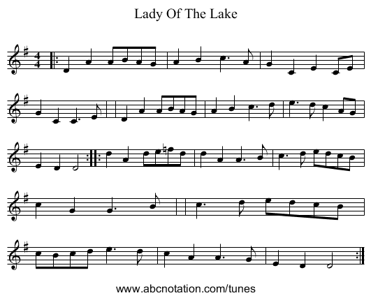 Lady Of The Lake - staff notation