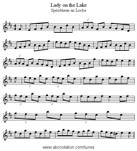 Lady on the Lake - staff notation