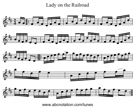 Lady on the Railroad - staff notation