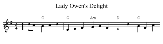 Lady Owen's Delight - staff notation