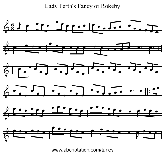 Lady Perth's Fancy or Rokeby - staff notation