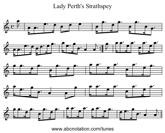 Lady Perth's Strathspey - staff notation