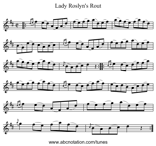 Lady Roslyn's Rout - staff notation