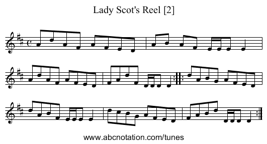 Lady Scot's Reel [2] - staff notation