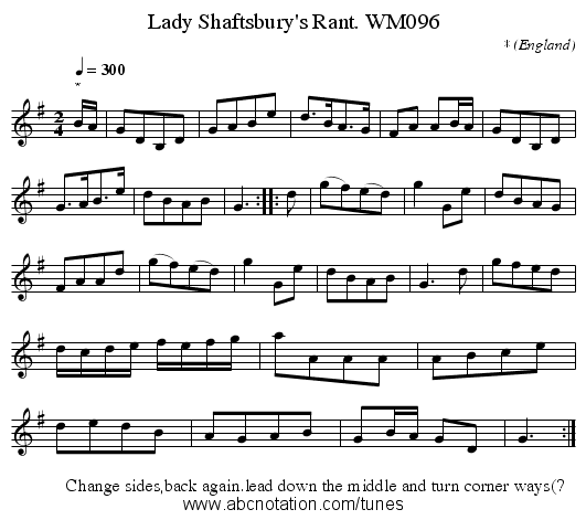 Lady Shaftsbury's Rant. WM096 - staff notation