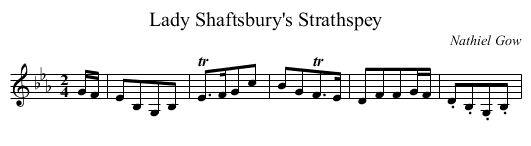 Lady Shaftsbury's Strathspey - staff notation