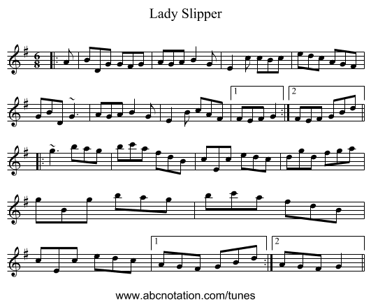 Lady Slipper - staff notation