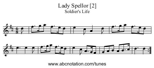 Lady Spellor [2] - staff notation
