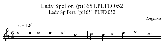 Lady Spellor. (p)1651.PLFD.052 - staff notation
