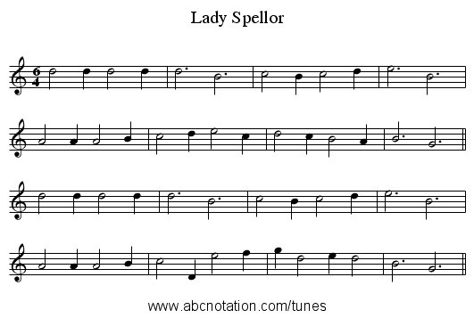 Lady Spellor - staff notation
