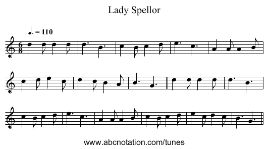 Lady Spellor - staff notation