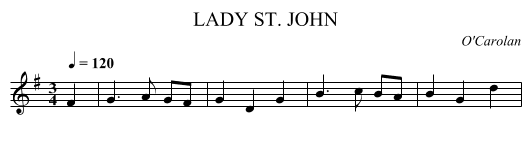 LADY ST. JOHN - staff notation