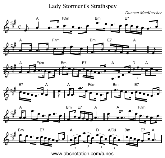 Lady Storment's Strathspey - staff notation