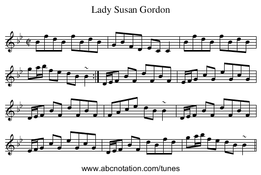 Lady Susan Gordon - staff notation