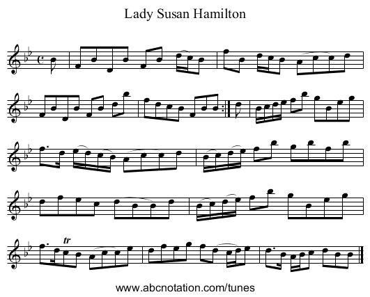 Lady Susan Hamilton - staff notation
