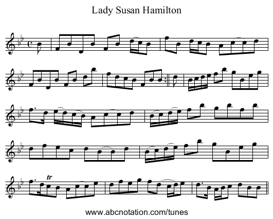 Lady Susan Hamilton - staff notation