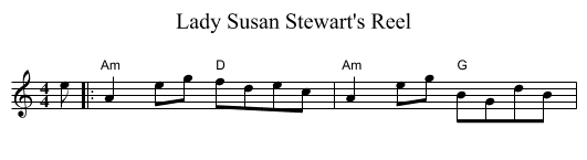 Lady Susan Stewart's Reel - staff notation