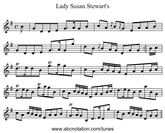 Lady Susan Stewart's - staff notation