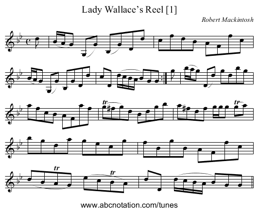 Lady Wallace’s Reel [1] - staff notation