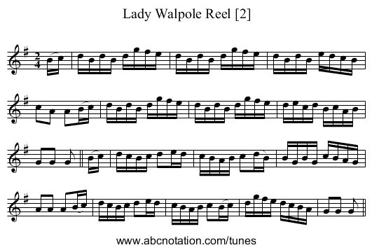 Lady Walpole Reel [2] - staff notation