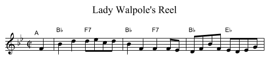 Lady Walpole's Reel - staff notation