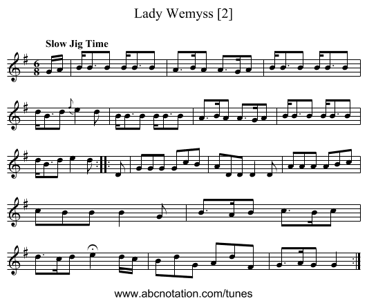 Lady Wemyss [2] - staff notation
