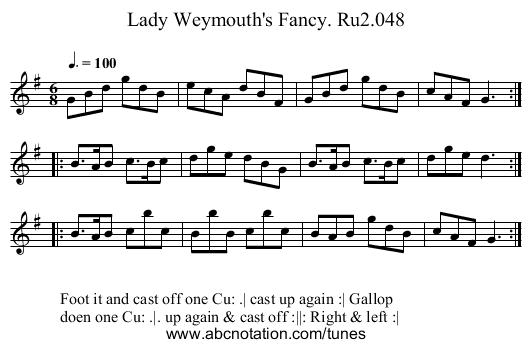 Lady Weymouth's Fancy. Ru2.048 - staff notation