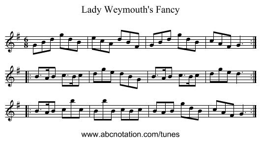 Lady Weymouth's Fancy - staff notation