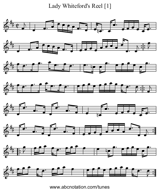 Lady Whiteford's Reel [1] - staff notation