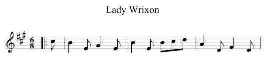 Lady Wrixon - staff notation