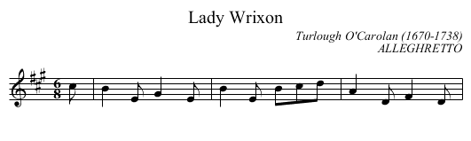 Lady Wrixon - staff notation